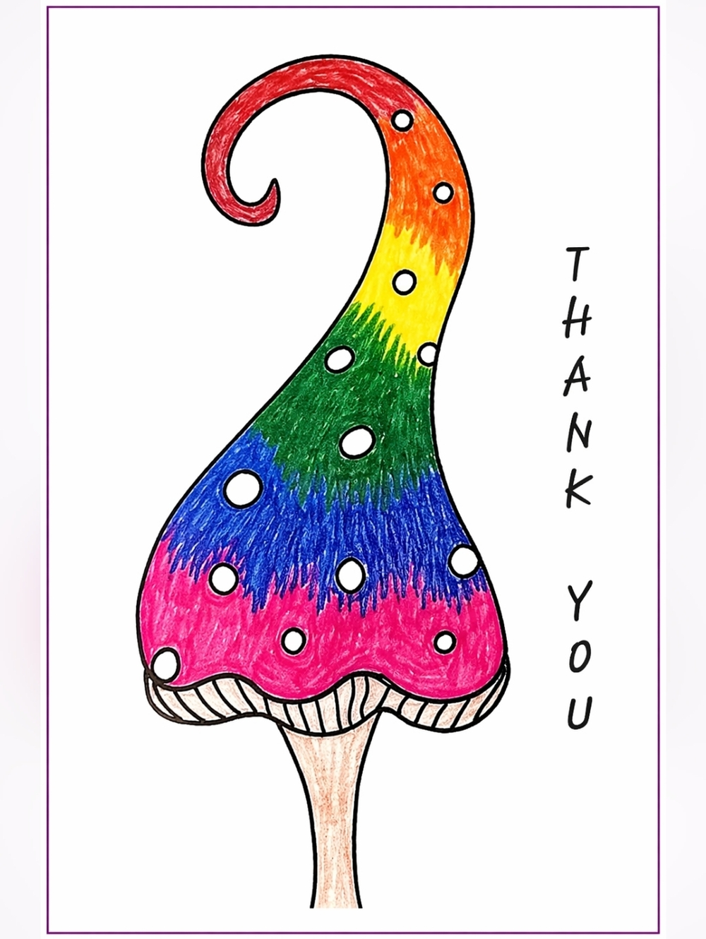 Hand Crafted Rainbow Toadstool Thank You 50 Count Business Cards